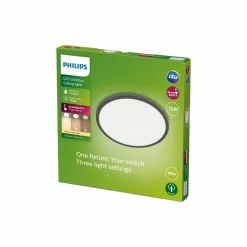 Philips SuperSlim LED IP54 Ø 25cm 2.700K noir| Plafonniers Led|Plafonniers