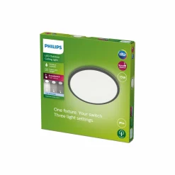 Philips SuperSlim LED IP54 Ø 25cm 4.000K noir| Plafonniers Led|Plafonniers