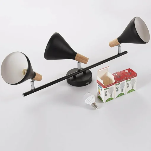 Lindby Plafonnier Arina en noir, 3 lampes long| Spots Et Projecteurs Led|Spots