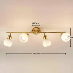 Lindby Plafonnier Elaina à 4 lampes, laiton| Luminaires Led D'Intérieur