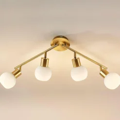 Lindby Plafonnier Elaina à 4 lampes, laiton| Luminaires Led D'Intérieur