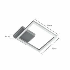 Fabas Luce Plafonnier LED Bard, 27x27 cm, anthracite| Plafonniers Led|Plafonniers