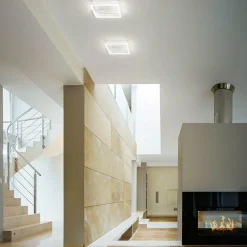 Fabas Luce Plafonnier LED Bard, 27x27 cm, blanc| Plafonniers Led|Plafonniers