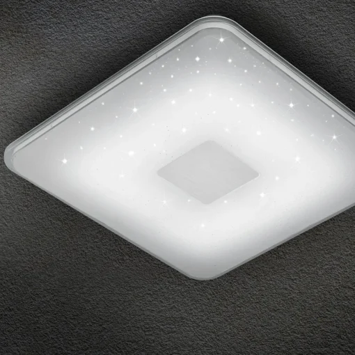 Trio Lighting Plafonnier LED carré Samurai, télécommande| Plafonniers Led|Plafonniers