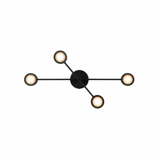 Nordlux Plafonnier LED Clyde Flex, à 4 lampes, 2 entretoises, noir| Plafonniers Led|Plafonniers