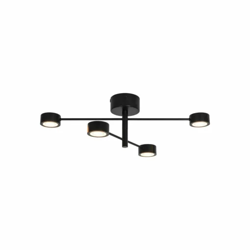 Nordlux Plafonnier LED Clyde Flex, à 4 lampes, 2 entretoises, noir| Plafonniers Led|Plafonniers