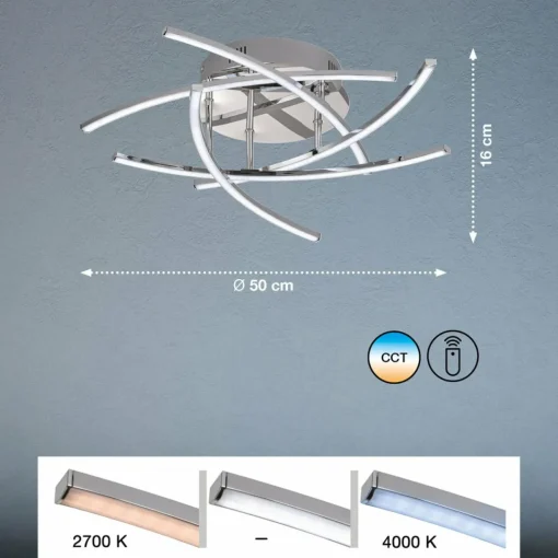 FISCHER & HONSEL Plafonnier LED Cross tunable white, à 5 lampes| Plafonniers Led|Plafonniers