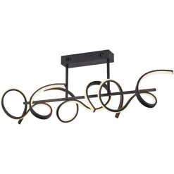 JUST LIGHT. Plafonnier LED Curls, noir, métal, longueur 82 cm, intensité variable| Plafonniers Led|Plafonniers