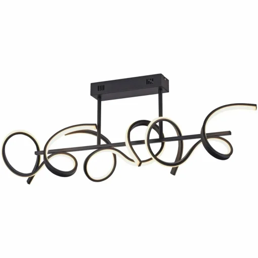 JUST LIGHT. Plafonnier LED Curls, noir, métal, longueur 82 cm, intensité variable| Plafonniers Led|Plafonniers