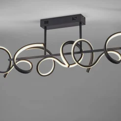 JUST LIGHT. Plafonnier LED Curls, noir, métal, longueur 82 cm, intensité variable| Plafonniers Led|Plafonniers