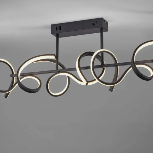 JUST LIGHT. Plafonnier LED Curls, noir, métal, longueur 82 cm, intensité variable| Plafonniers Led|Plafonniers