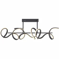 JUST LIGHT. Plafonnier LED Curls, noir, métal, longueur 82 cm, intensité variable| Plafonniers Led|Plafonniers