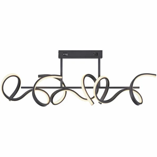 JUST LIGHT. Plafonnier LED Curls, noir, métal, longueur 82 cm, intensité variable| Plafonniers Led|Plafonniers