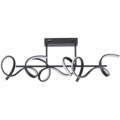 JUST LIGHT. Plafonnier LED Curls, noir, métal, longueur 82 cm, intensité variable| Plafonniers Led|Plafonniers