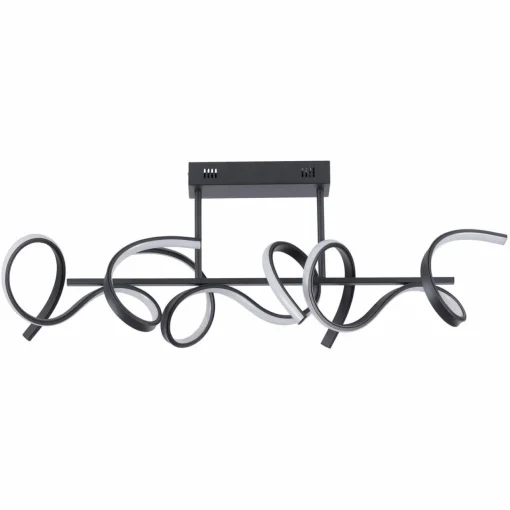 JUST LIGHT. Plafonnier LED Curls, noir, métal, longueur 82 cm, intensité variable| Plafonniers Led|Plafonniers
