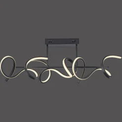JUST LIGHT. Plafonnier LED Curls, noir, métal, longueur 82 cm, intensité variable| Plafonniers Led|Plafonniers