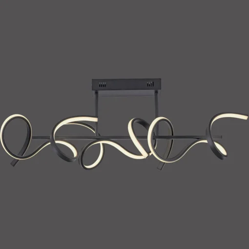 JUST LIGHT. Plafonnier LED Curls, noir, métal, longueur 82 cm, intensité variable| Plafonniers Led|Plafonniers