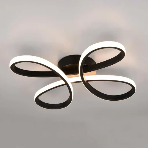 Trio Lighting Plafonnier LED Fly, noir mat, 3.000 K, 40 cm x 40 cm| Plafonniers Led|Plafonniers
