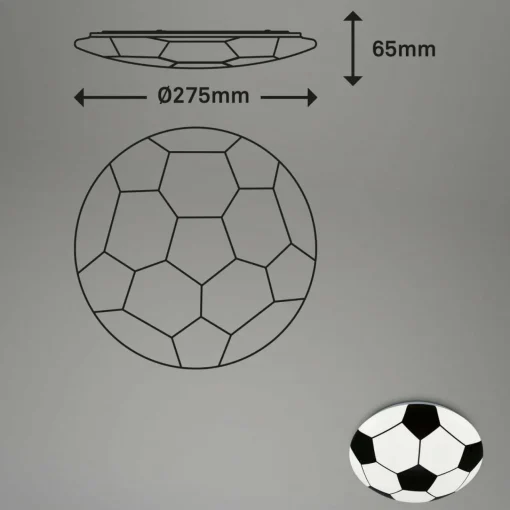 Briloner Plafonnier LED Football, noir/blanc, Ø 27,5 cm| Plafonniers Led|Plafonniers