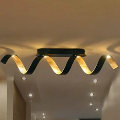 Eco-Light Plafonnier LED Helix en noir-doré| Plafonniers Led|Plafonniers