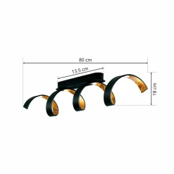 Eco-Light Plafonnier LED Helix en noir-doré| Plafonniers Led|Plafonniers