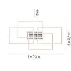 JUST LIGHT. Plafonnier LED Iven, dim, acier, 95x51,5cm| Plafonniers Led|Plafonniers