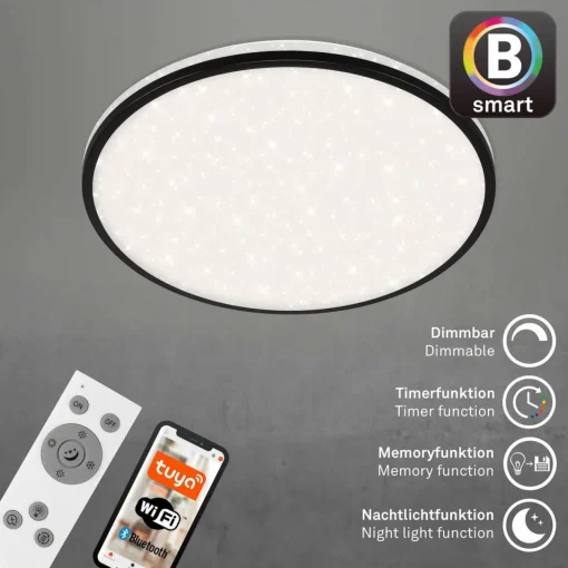 Briloner Plafonnier LED Ivy Sky S, décor étoiles, Ø 49 cm| Plafonniers Led|Plafonniers