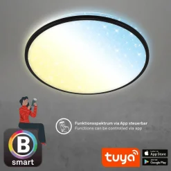 Briloner Plafonnier LED Ivy Sky S, décor étoiles, Ø 49 cm| Plafonniers Led|Plafonniers