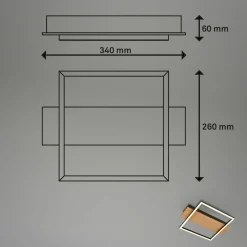 Briloner Plafonnier LED Kada, 34x26 cm, bois, métal, noir| Plafonniers Led|Plafonniers