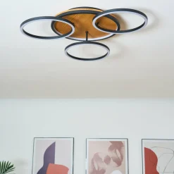 Eco-Light Plafonnier LED Kiru, pin, longueur 60,8 cm, à 3 lampes, bois| Plafonniers Led|Plafonniers