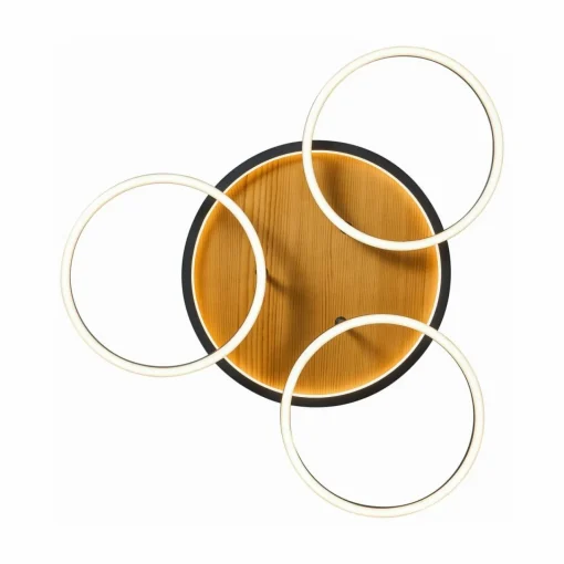 Eco-Light Plafonnier LED Kiru, pin, longueur 60,8 cm, à 3 lampes, bois| Plafonniers Led|Plafonniers