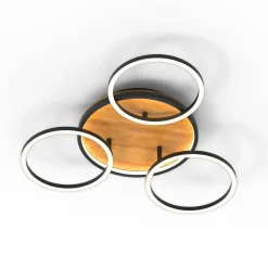 Eco-Light Plafonnier LED Kiru, pin, longueur 60,8 cm, à 3 lampes, bois| Plafonniers Led|Plafonniers