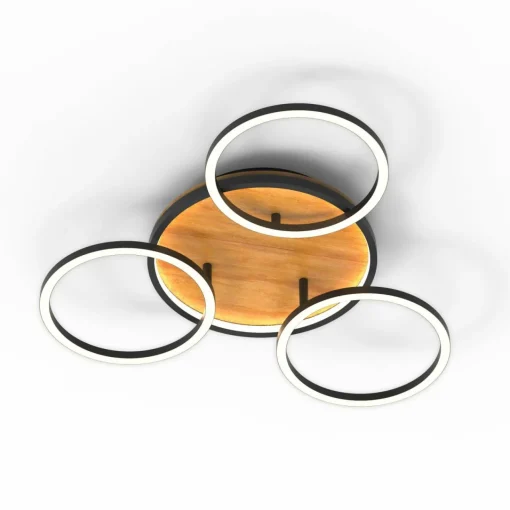 Eco-Light Plafonnier LED Kiru, pin, longueur 60,8 cm, à 3 lampes, bois| Plafonniers Led|Plafonniers