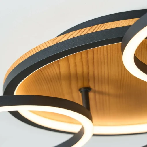 Eco-Light Plafonnier LED Kiru, pin, longueur 60,8 cm, à 3 lampes, bois| Plafonniers Led|Plafonniers