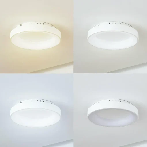 Lucande Plafonnier LED Samvel, Ø 38,4 cm, blanc, fer| Plafonniers Led|Plafonniers