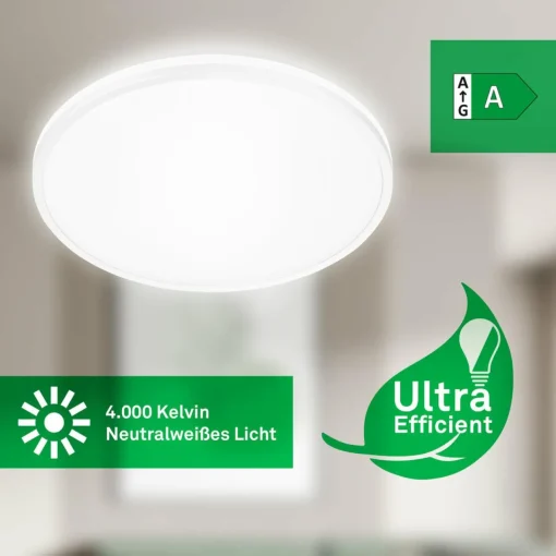 Briloner Plafonnier LED Pulap A, blanc, Ø 33 cm, plastique| Plafonniers Led|Plafonniers