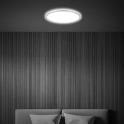 Briloner Plafonnier LED Pulap, chrome mat, Ø 29 cm, plastique, IP44| Luminaires Led D'Intérieur