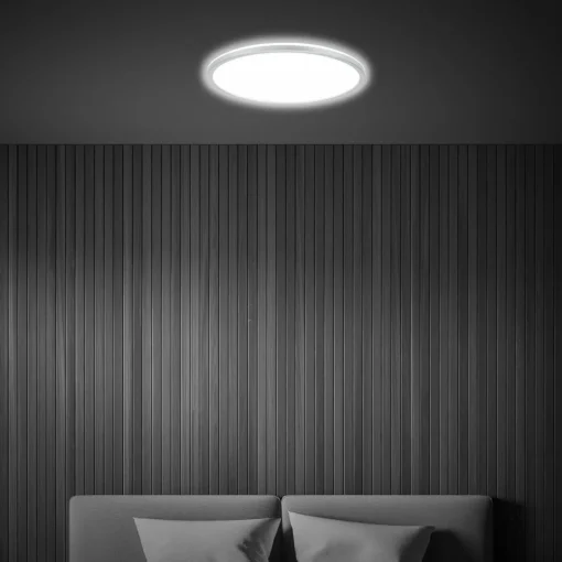 Briloner Plafonnier LED Pulap, chrome mat, Ø 29 cm, plastique, IP44| Luminaires Led D'Intérieur