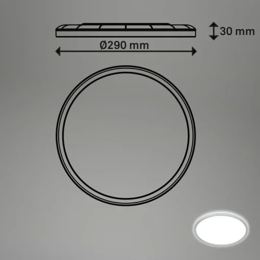Briloner Plafonnier LED Pulap, chrome mat, Ø 29 cm, plastique, IP44| Luminaires Led D'Intérieur