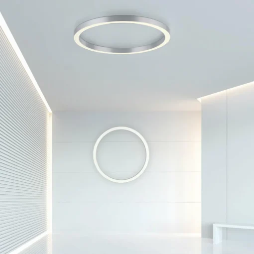 PURE Plafonnier LED Lines, Ø 70 cm, argenté, CCT, télécommande| Plafonniers Led|Plafonniers