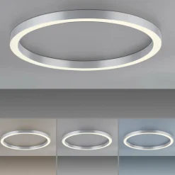 PURE Plafonnier LED Lines, Ø 70 cm, argenté, CCT, télécommande| Plafonniers Led|Plafonniers