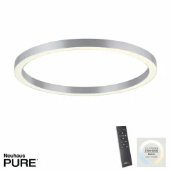 PURE Plafonnier LED Lines, Ø 70 cm, argenté, CCT, télécommande| Plafonniers Led|Plafonniers