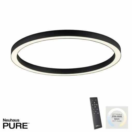 PURE Plafonnier LED Lines, Ø 70 cm, anthracite, CCT, télécommande| Plafonniers Led|Plafonniers