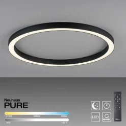 PURE Plafonnier LED Lines, Ø 70 cm, anthracite, CCT, télécommande| Plafonniers Led|Plafonniers