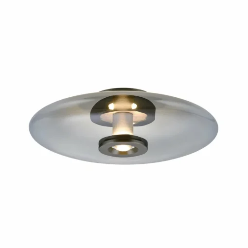 PURE Plafonnier LED Vitrum, gris, verre/aluminium, Ø 45 cm| Plafonniers Led|Plafonniers