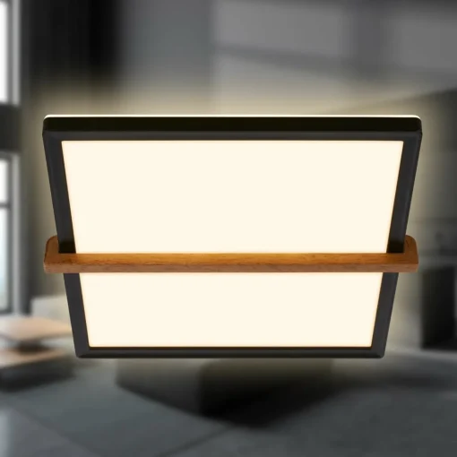 Briloner Plafonnier LED Remsa, 29x31,5 cm, plastique, noir| Plafonniers Led|Plafonniers