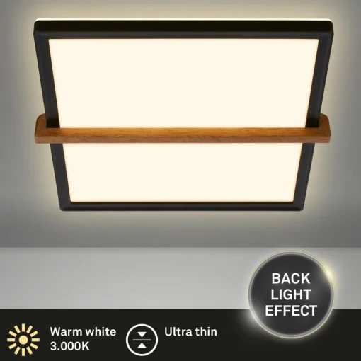 Briloner Plafonnier LED Remsa, 29x31,5 cm, plastique, noir| Plafonniers Led|Plafonniers