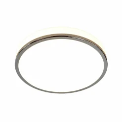 Lindby Plafonnier LED rond Lyss avec bord chromé, IP44| Plafonniers Led|Plafonniers