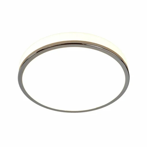 Lindby Plafonnier LED rond Lyss avec bord chromé, IP44| Plafonniers Led|Plafonniers