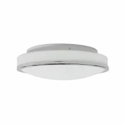Lindby Plafonnier LED rond Lyss avec bord chromé, IP44| Plafonniers Led|Plafonniers